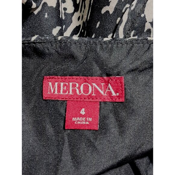 Merona Womens Black & Gray Abstract Print Ruffle Dress Size 4X Polyester Short S - Picture 2 of 13